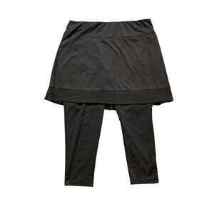 Sansoleil Skirted Leggings Womens M Medium Black 2 in 1 UPF 50 Pleated Active